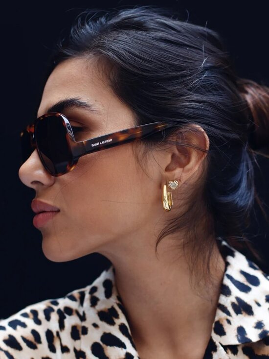 Saint Laurent Women Sunglasses Havana  Square SL652/F SOLACE 002 NEW AUTHENTIC main image 4